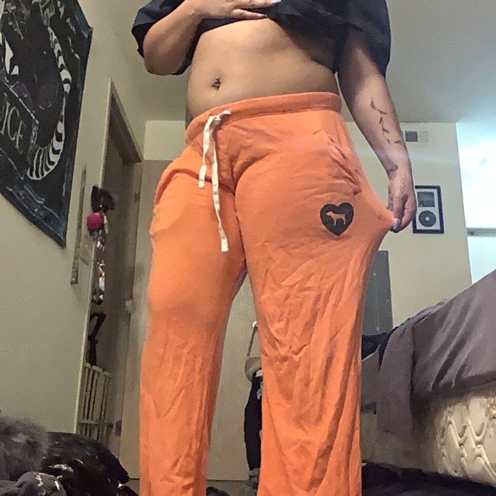 PINK Victoria's Secret Orange Wide Leg Pants